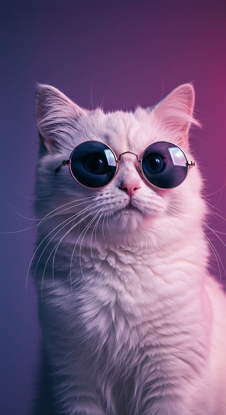 Cool Cat with Sunglasses Purple Aesthetic