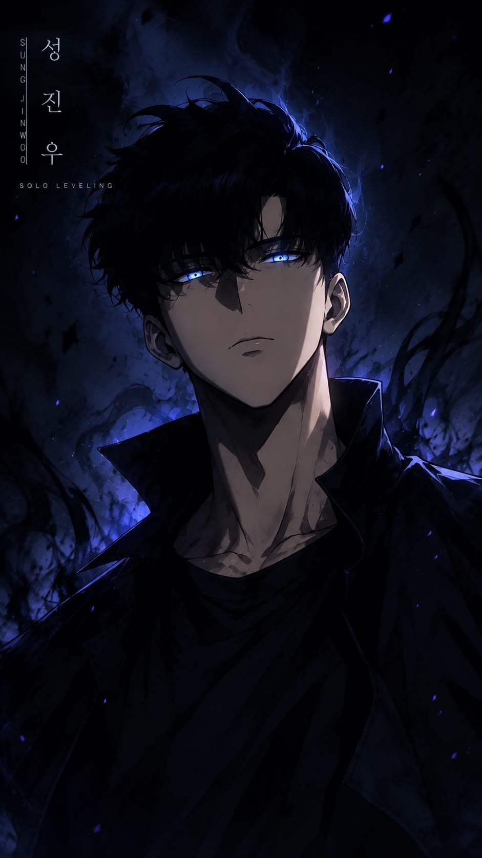 Solo Leveling Sung Jinwoo Blue Eyes Anime Character