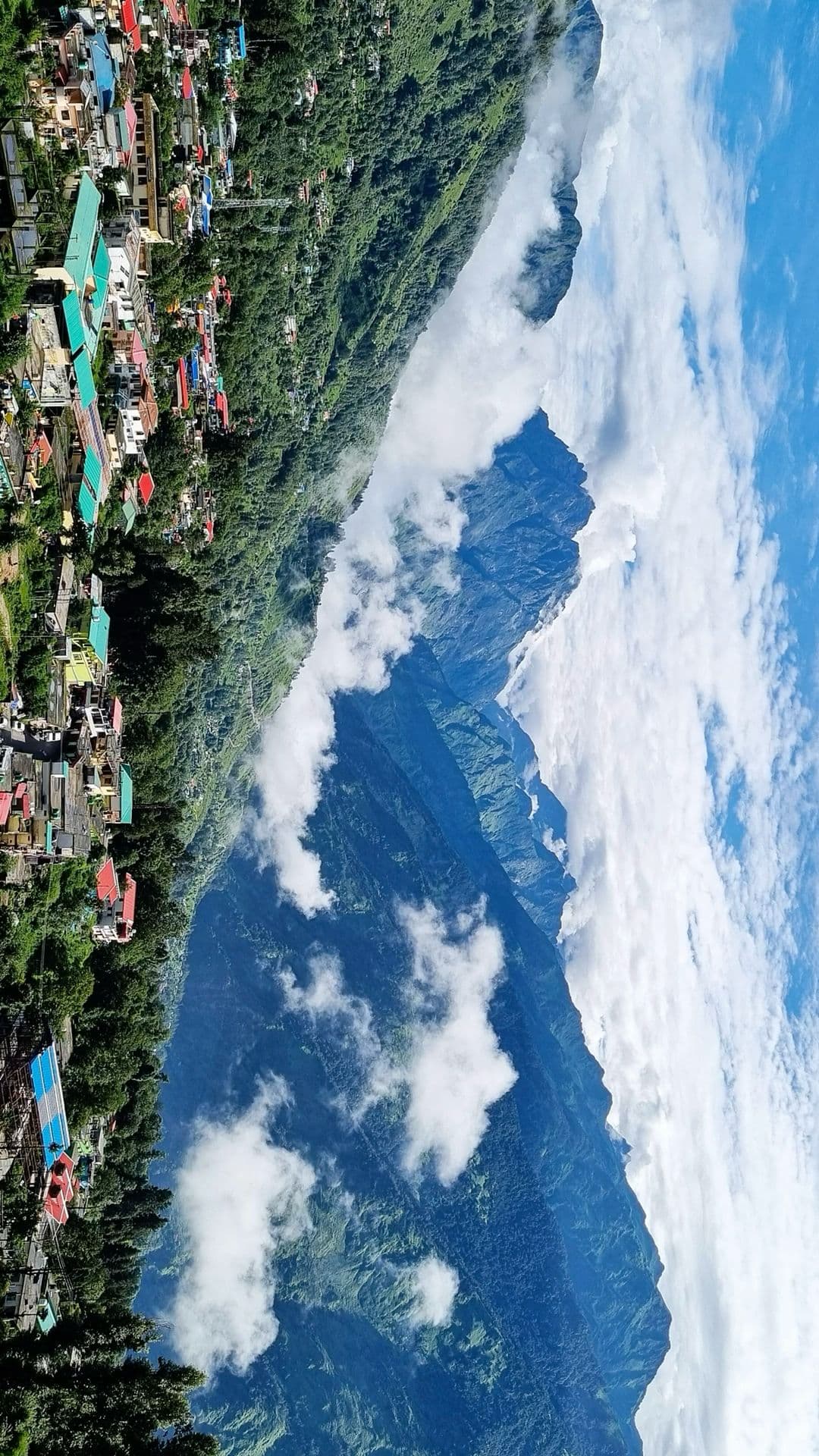 Alpine Valley Mountain Landscape with Forest Clouds