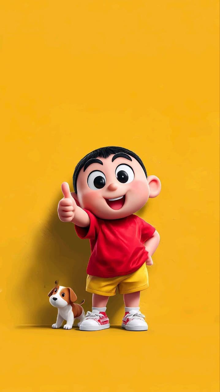 Happy Cartoon Boy with Pet Dog Character
