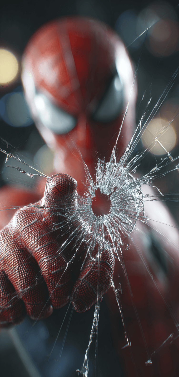 Spider-Man Broken Glass Action Hero Wallpaper