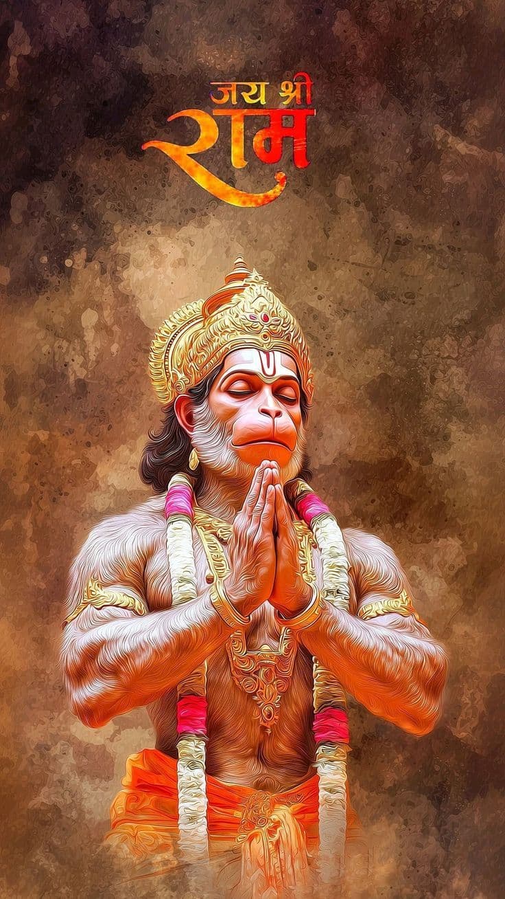 Lord Hanuman Devotional Art with Prayer Pose