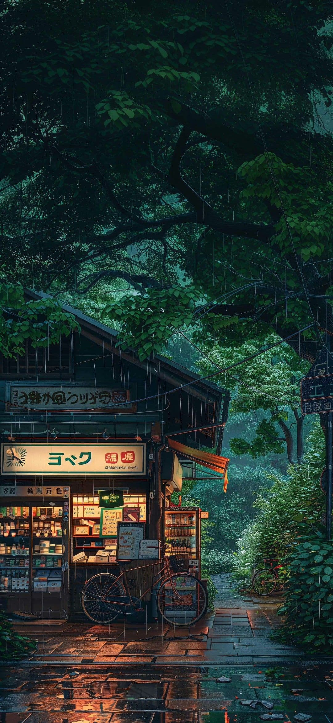 Rainy Japanese Store in Enchanted Forest