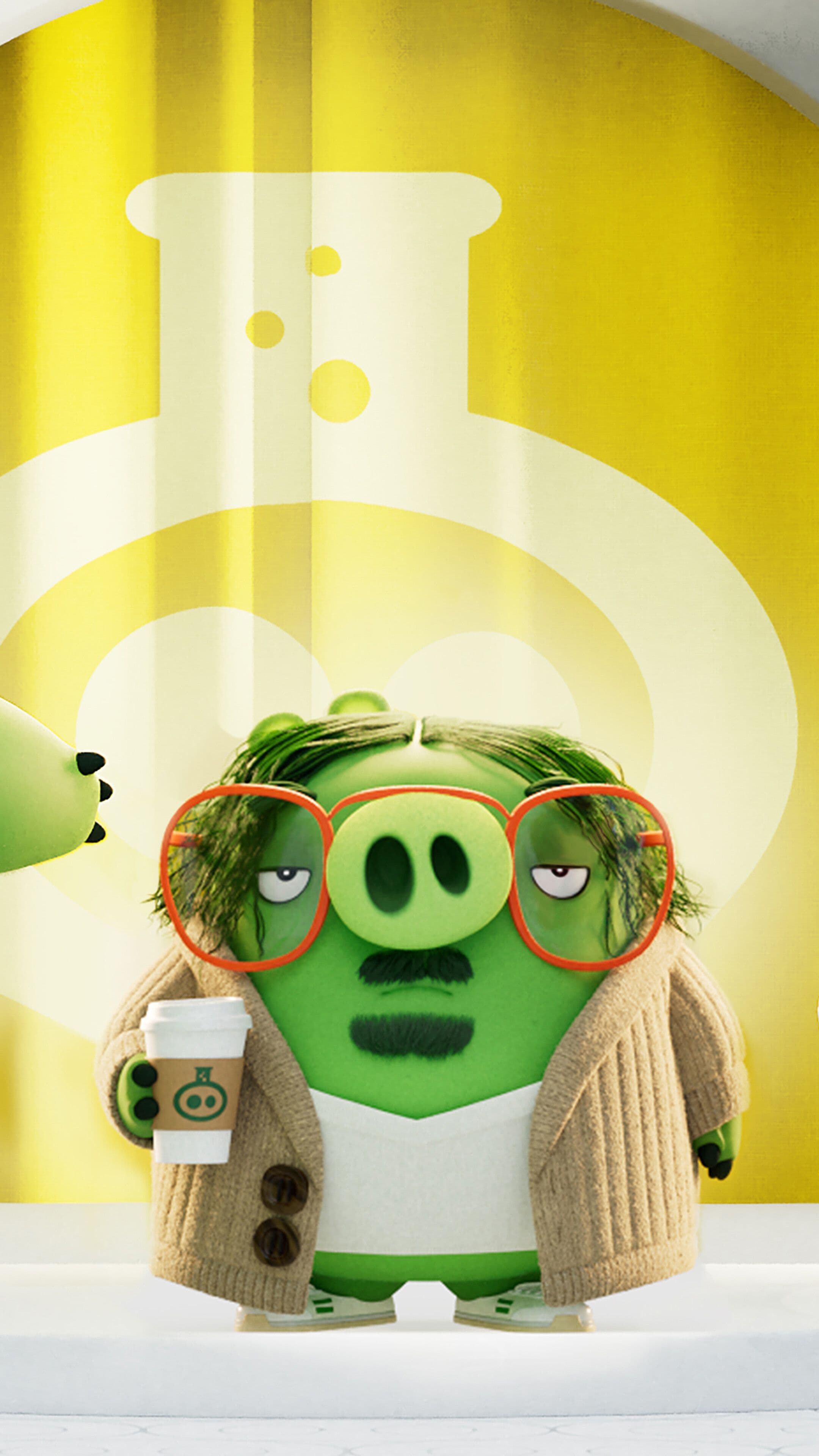 Cute Minion with Glasses Coffee Break Cartoon Wallpaper