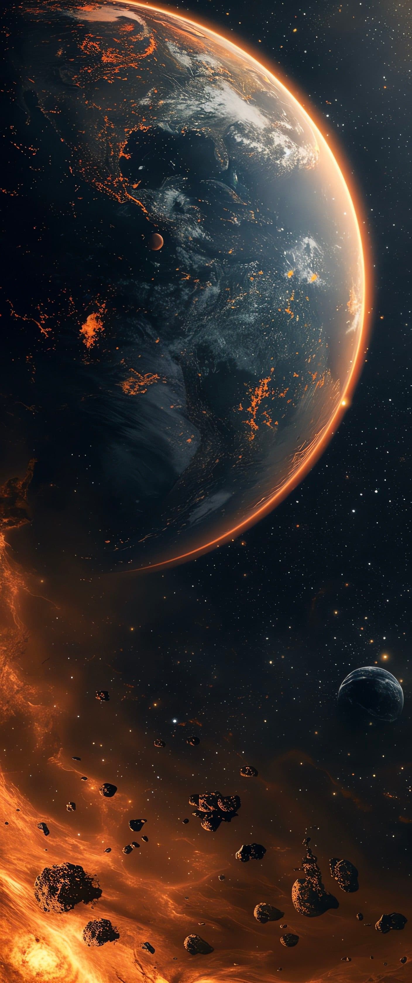 Earth at Night with Cosmic Debris Field
