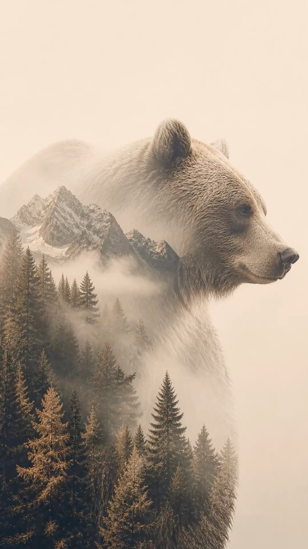 Bear Mountain Forest Double Exposure Art