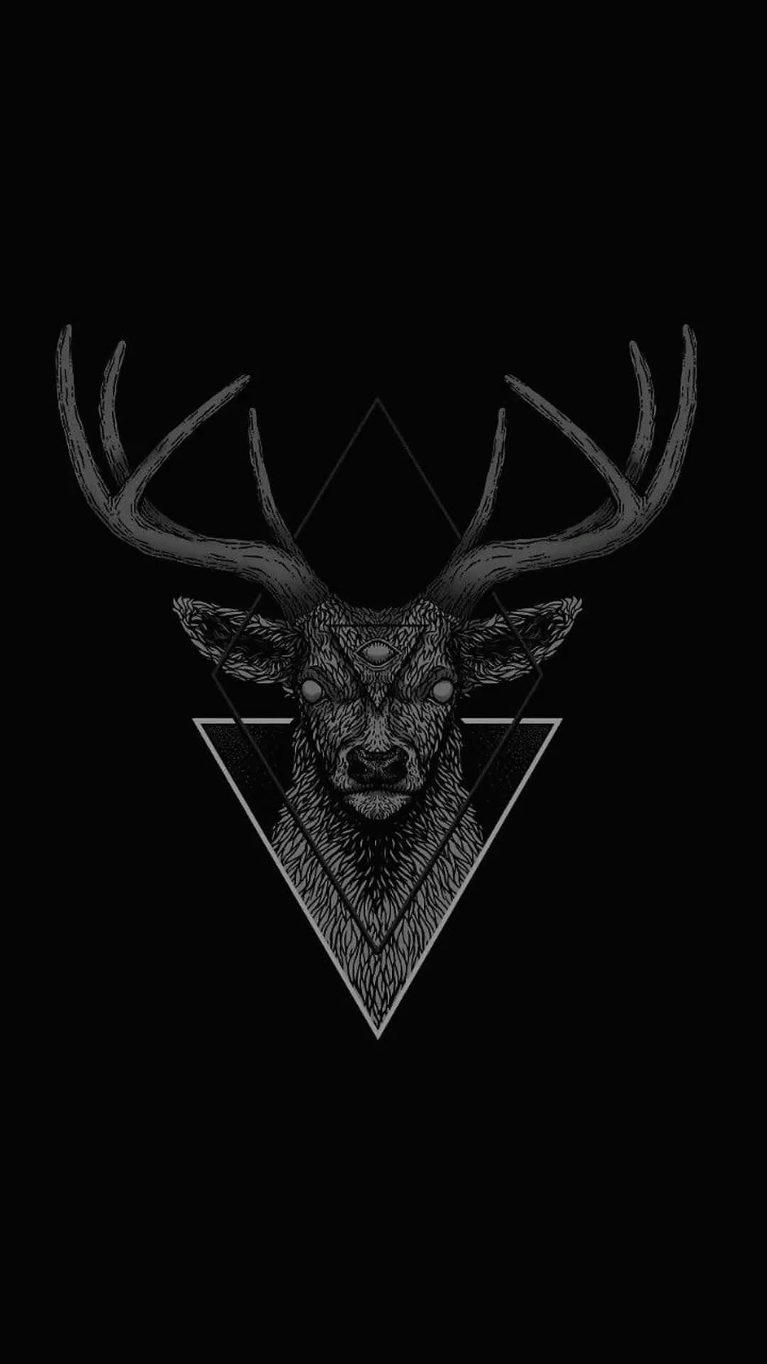 Mystical Deer Head Geometric Dark Art