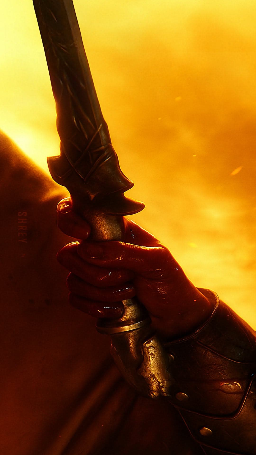 Warrior with Sword Golden Silhouette