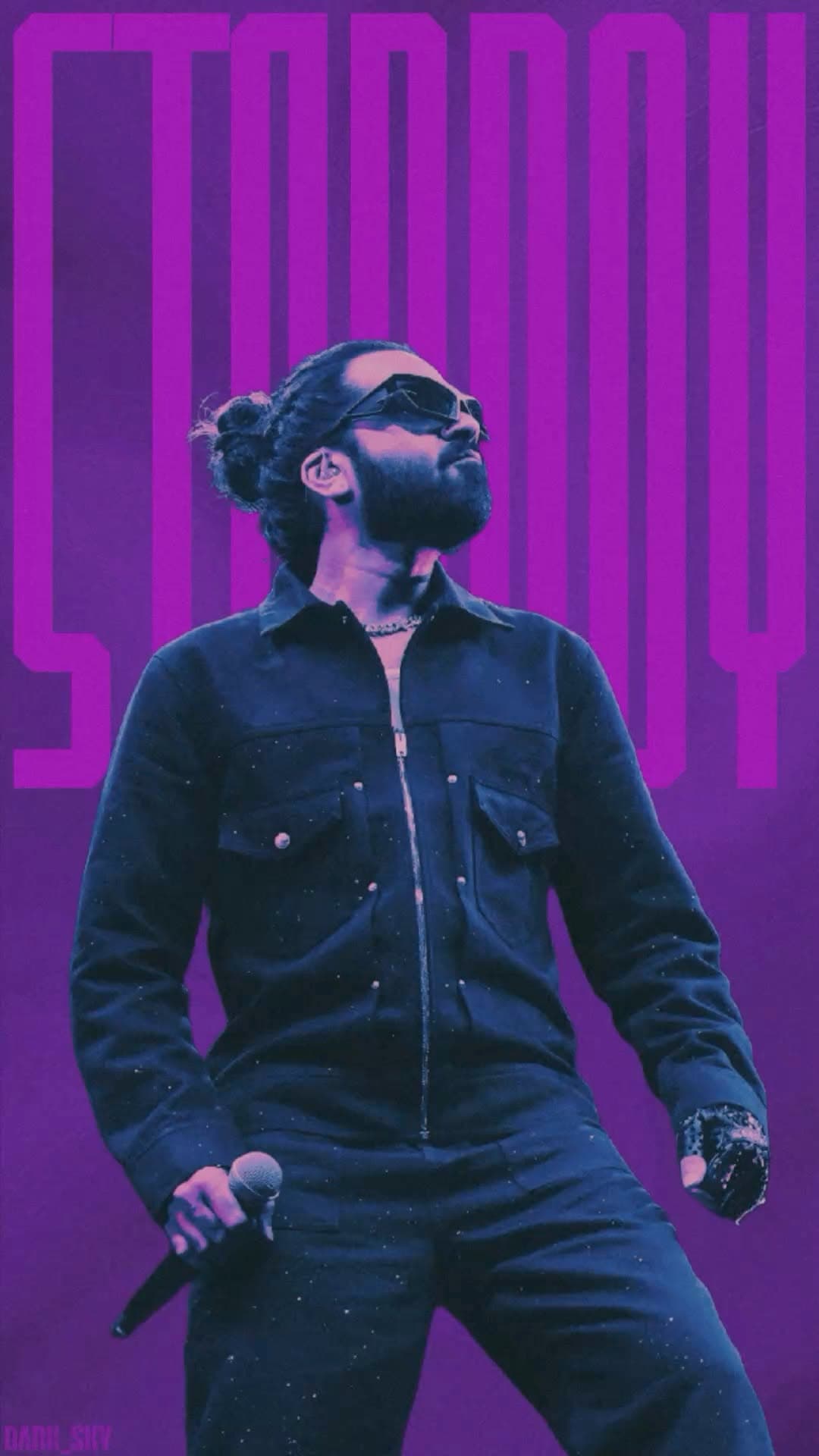 Neon Performer with Microphone and Sunglasses