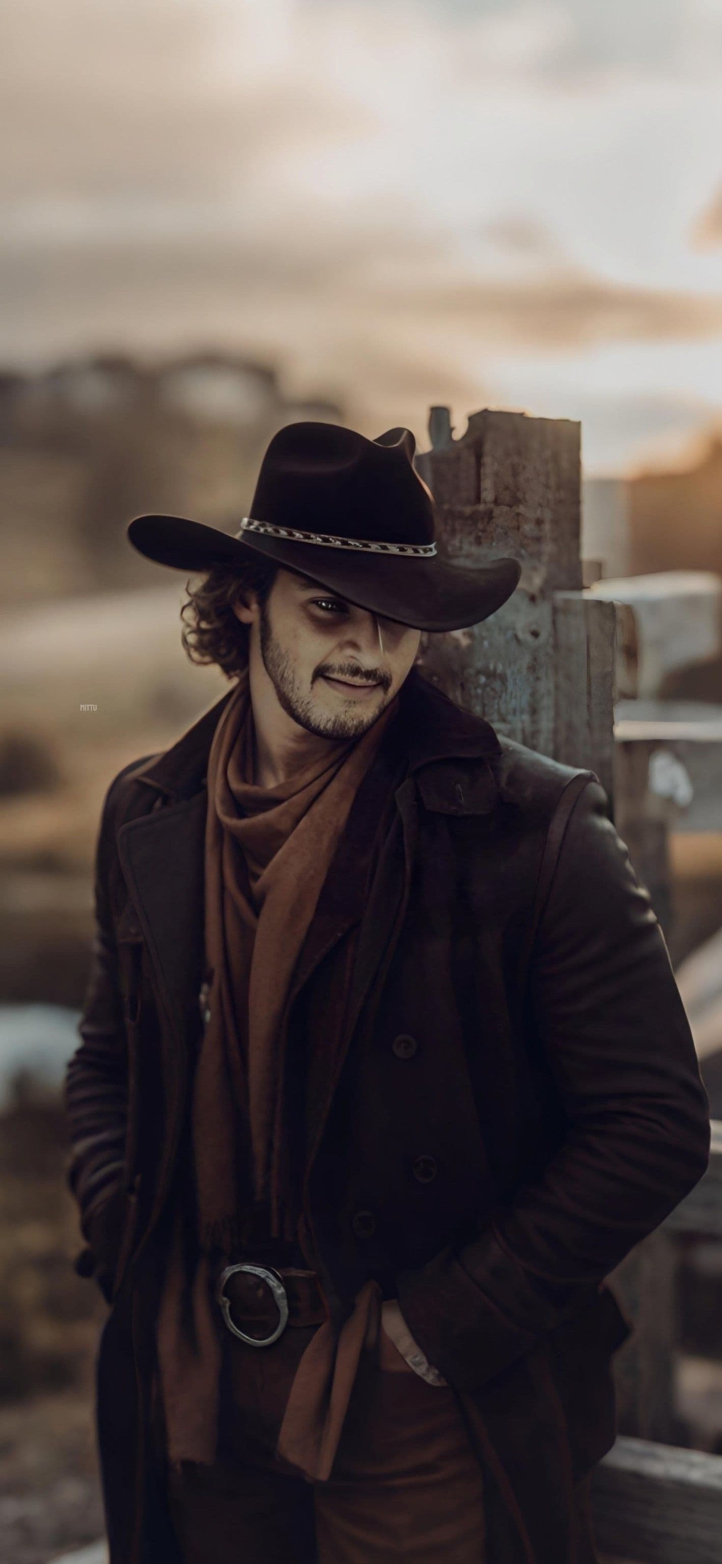 Cowboy Portrait Western Style Man Hat
