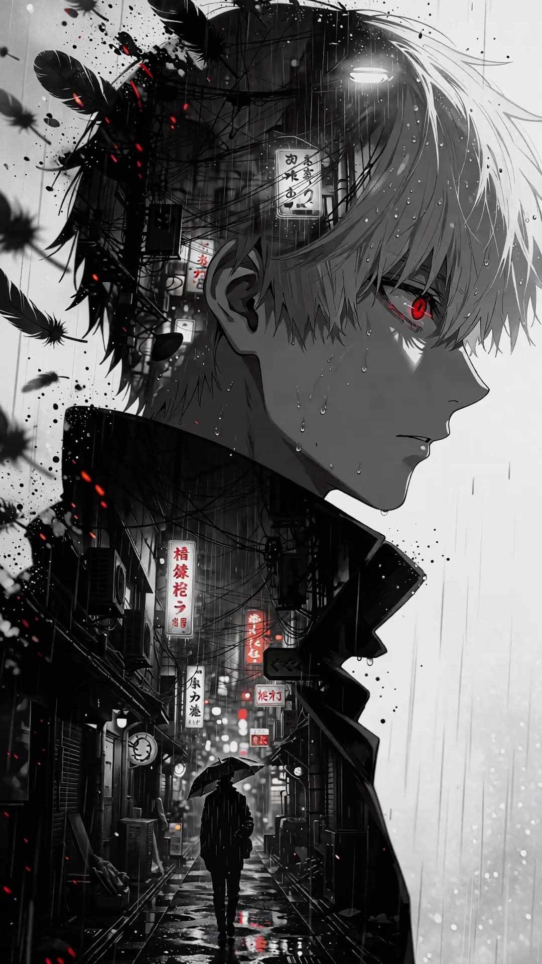 Ken Kaneki Tokyo City Rain