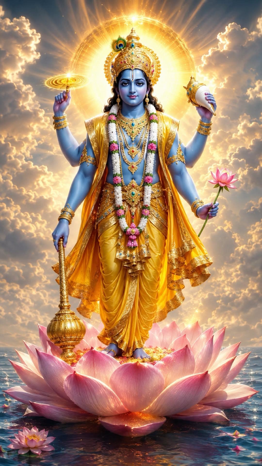 Lord Vishnu Standing on Lotus