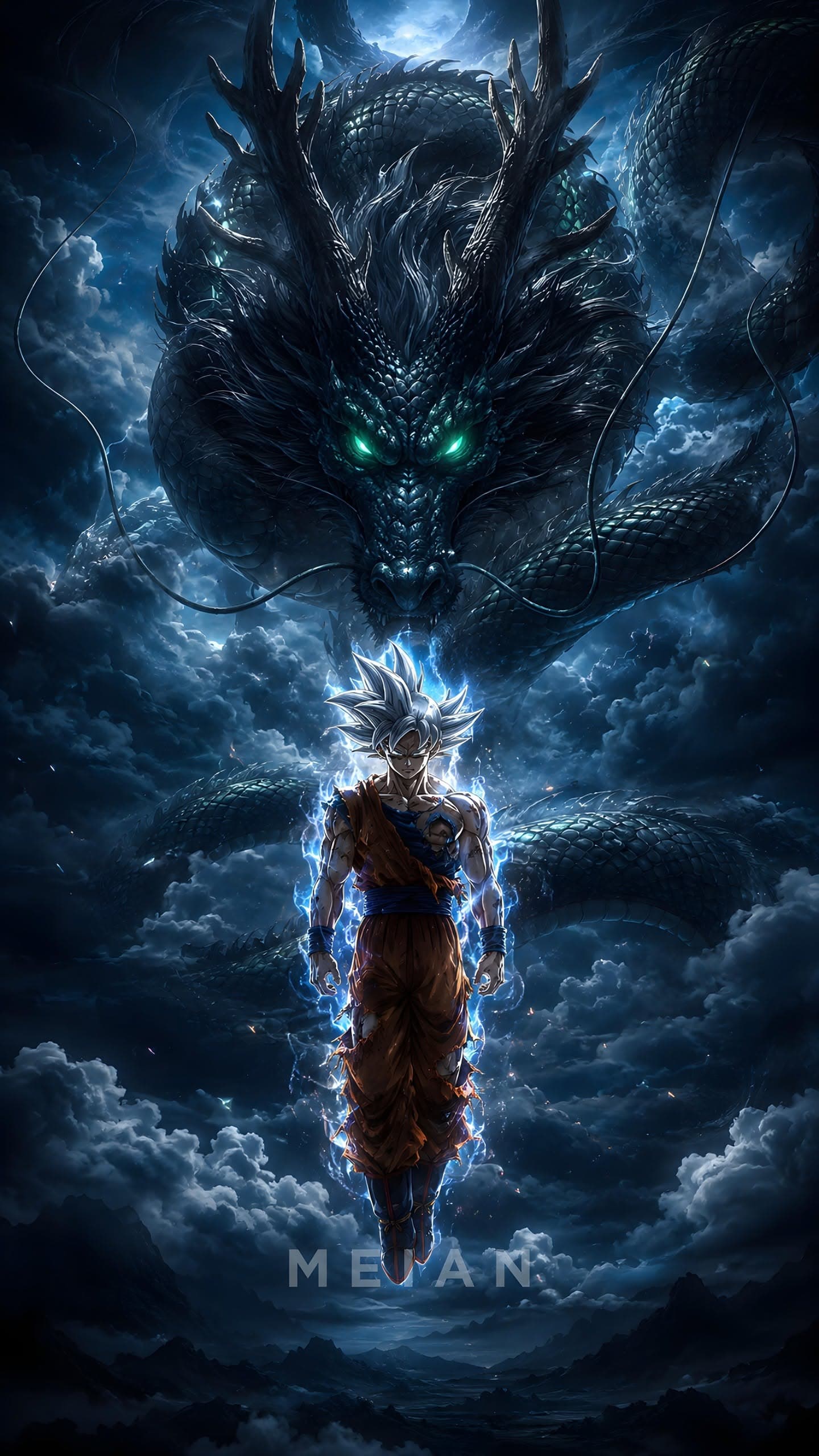 Goku Ultra Instinct with Shenron Dragon