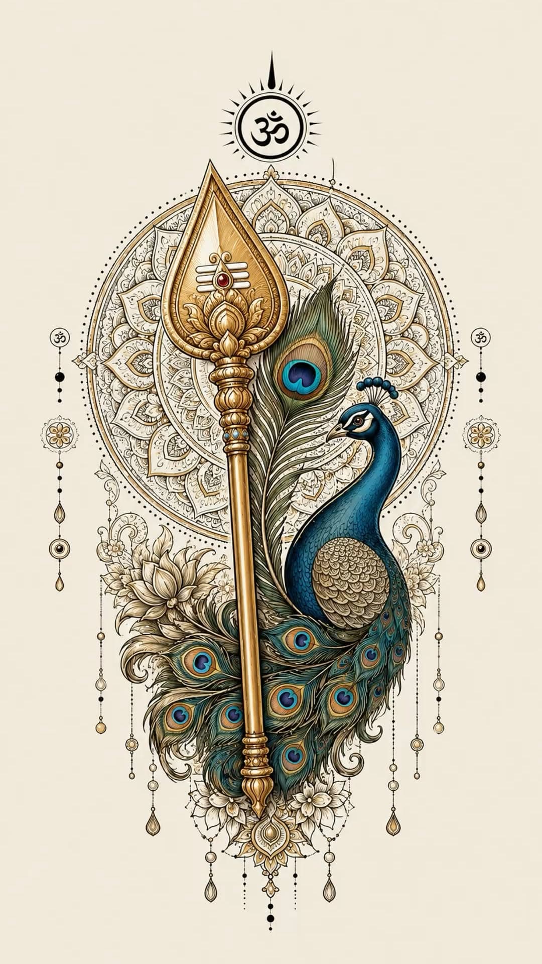 Golden Murugan Vel with Peacock