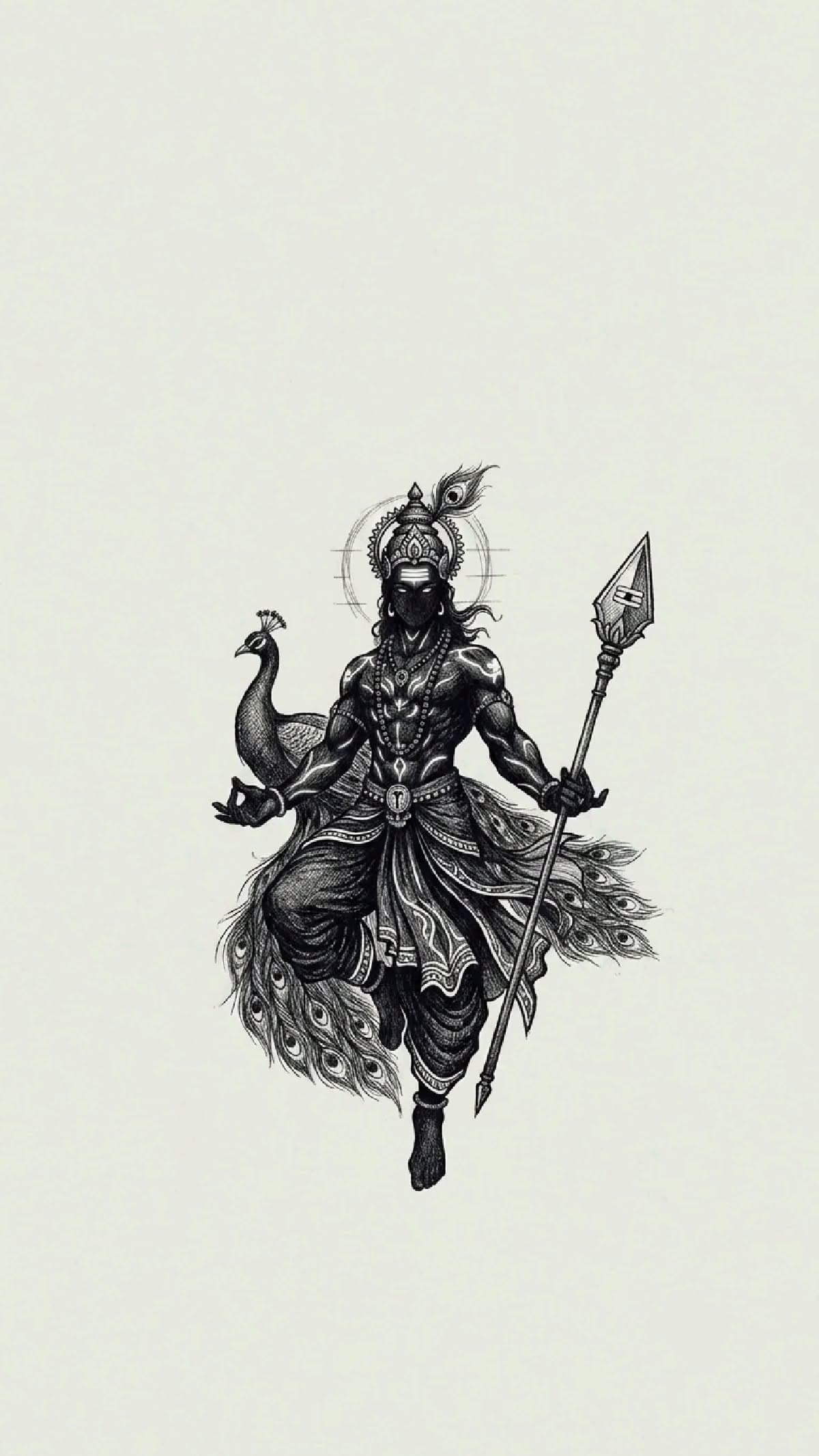 Lord Murugan Pencil Sketch Artwork