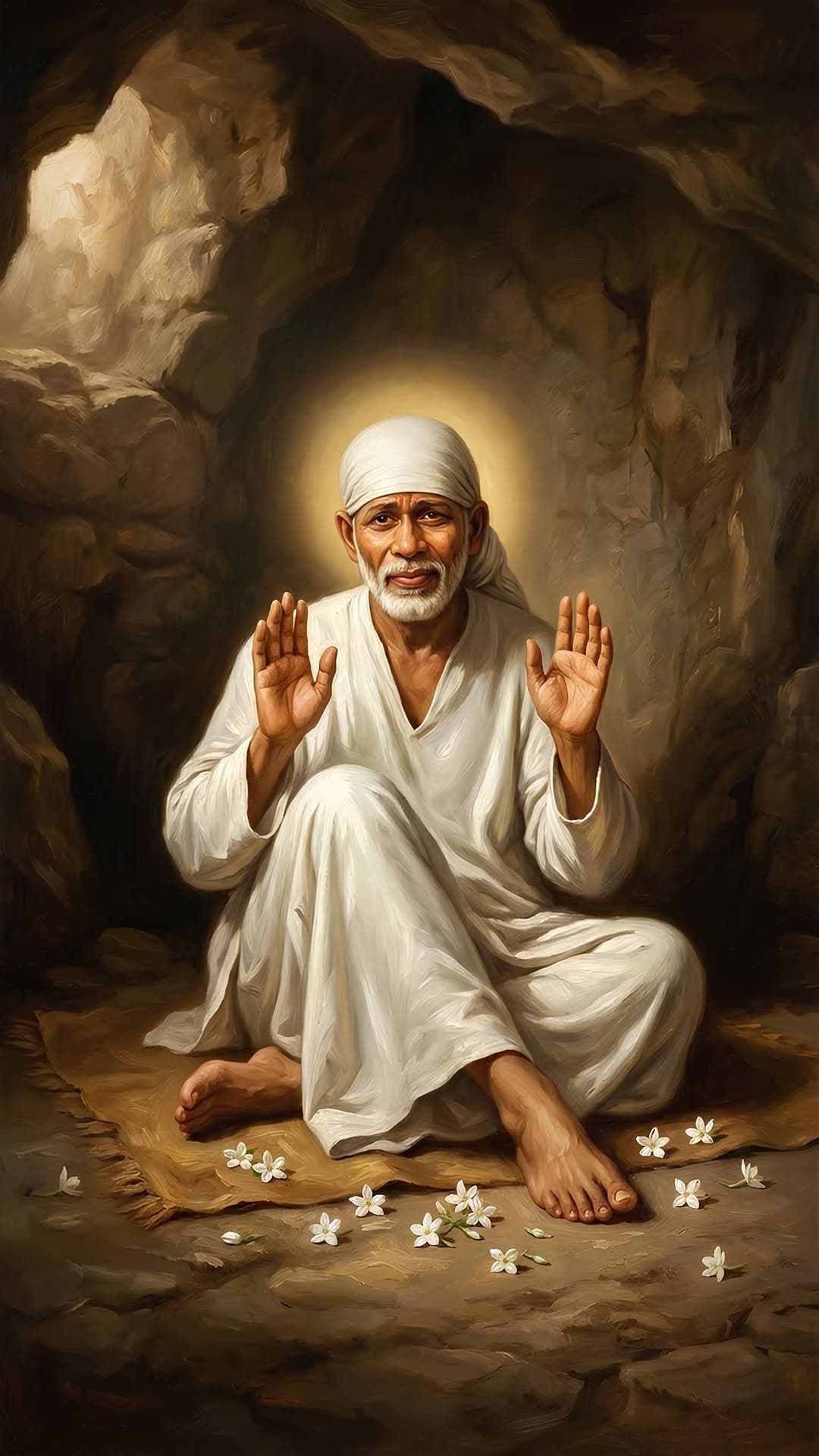 Sai Baba Sitting in Cave