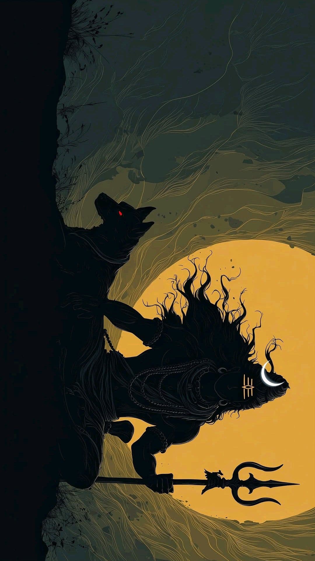 Lord Shiva Silhouette with Moon