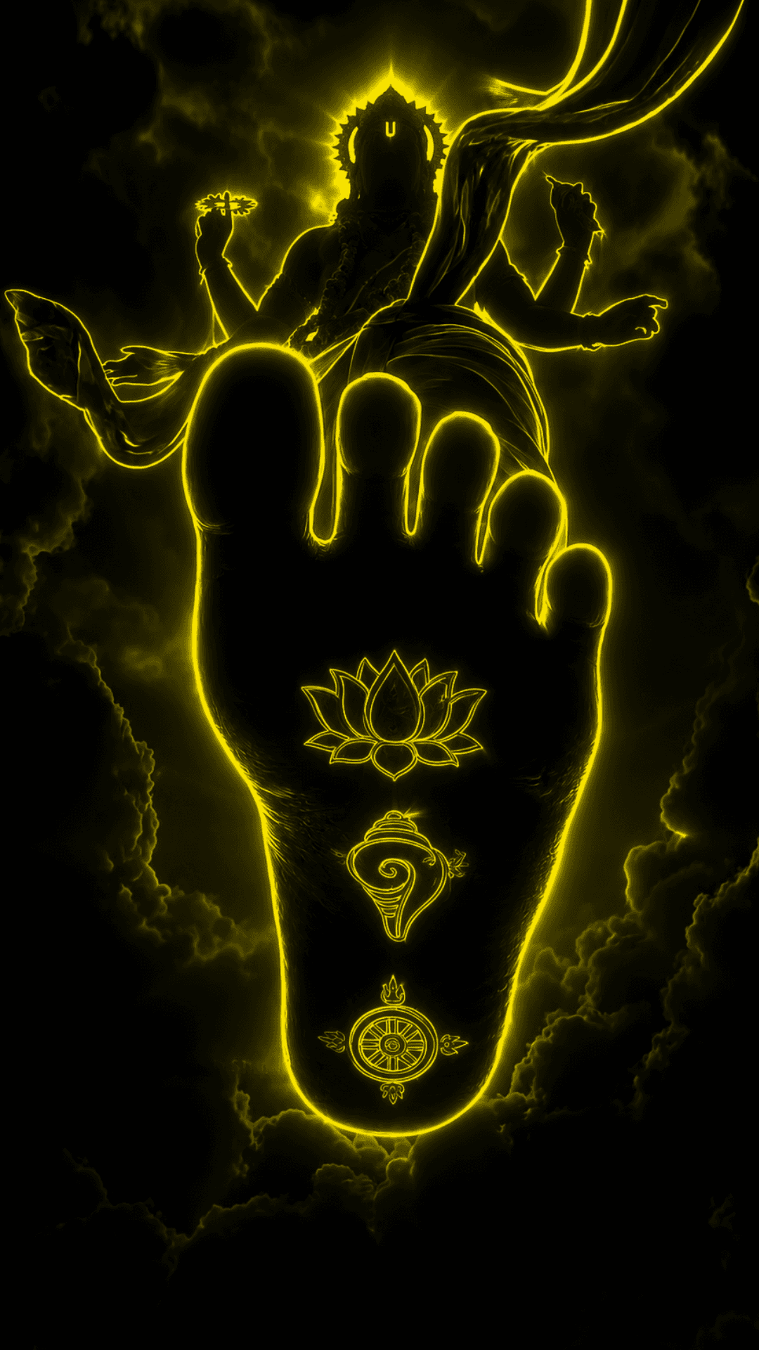 Lord Vishnu Neon Feet Art