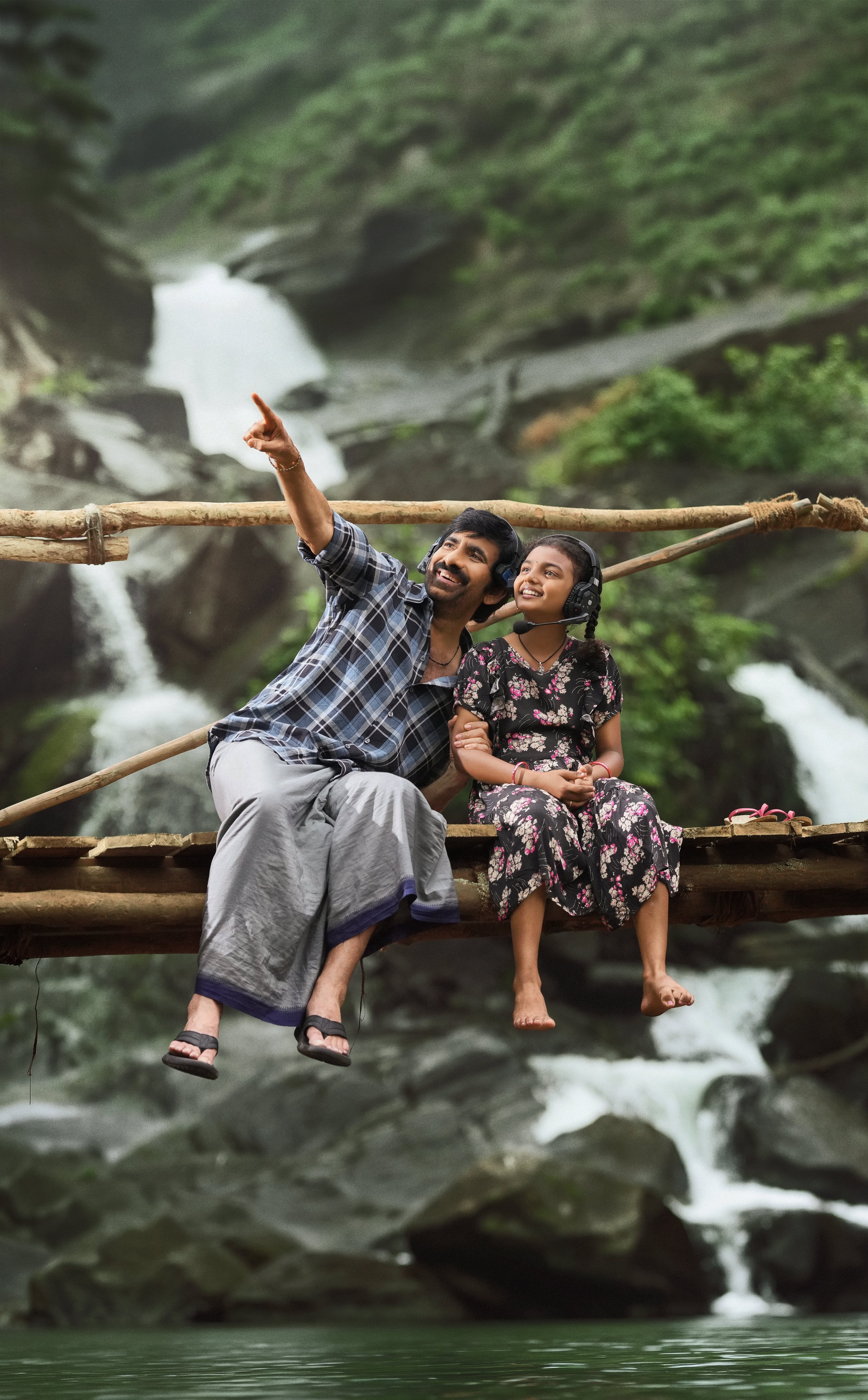 Ravi Teja Sitting Near Waterfall