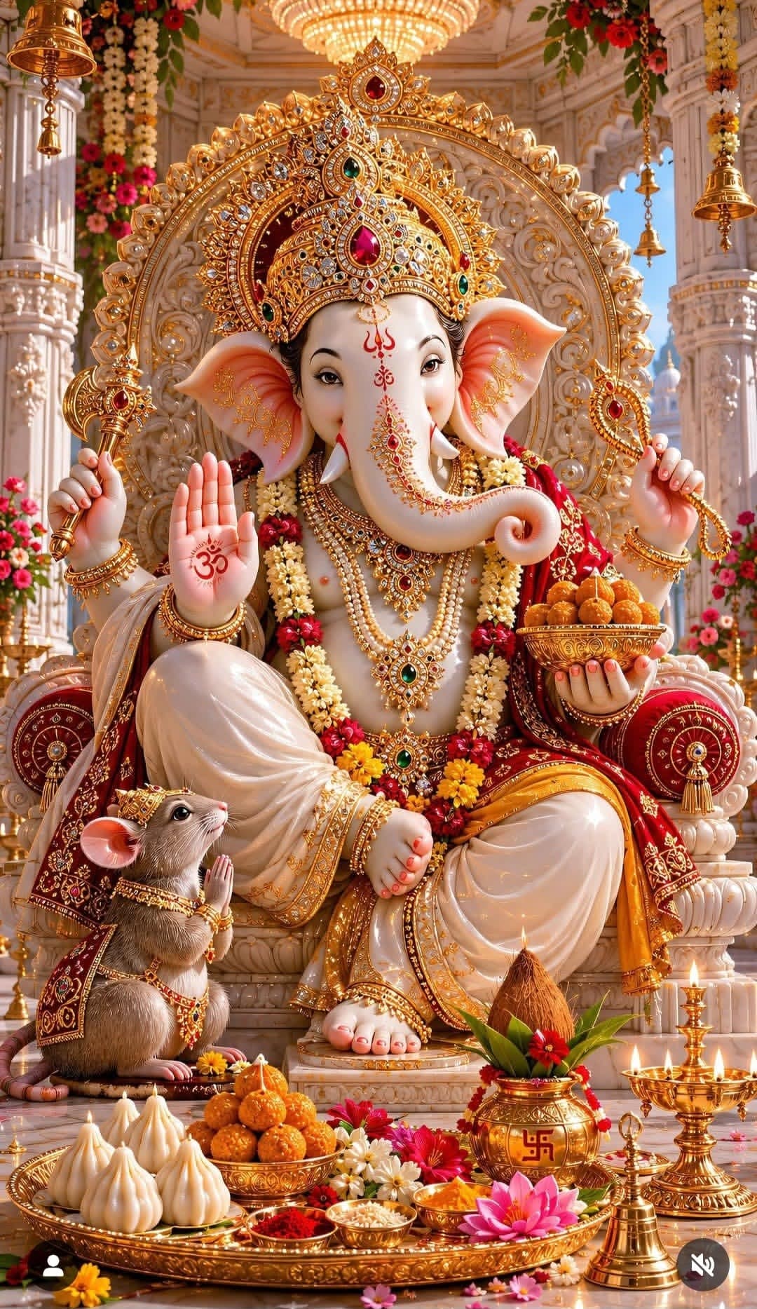 Lord Ganesha Sitting on Golden Throne