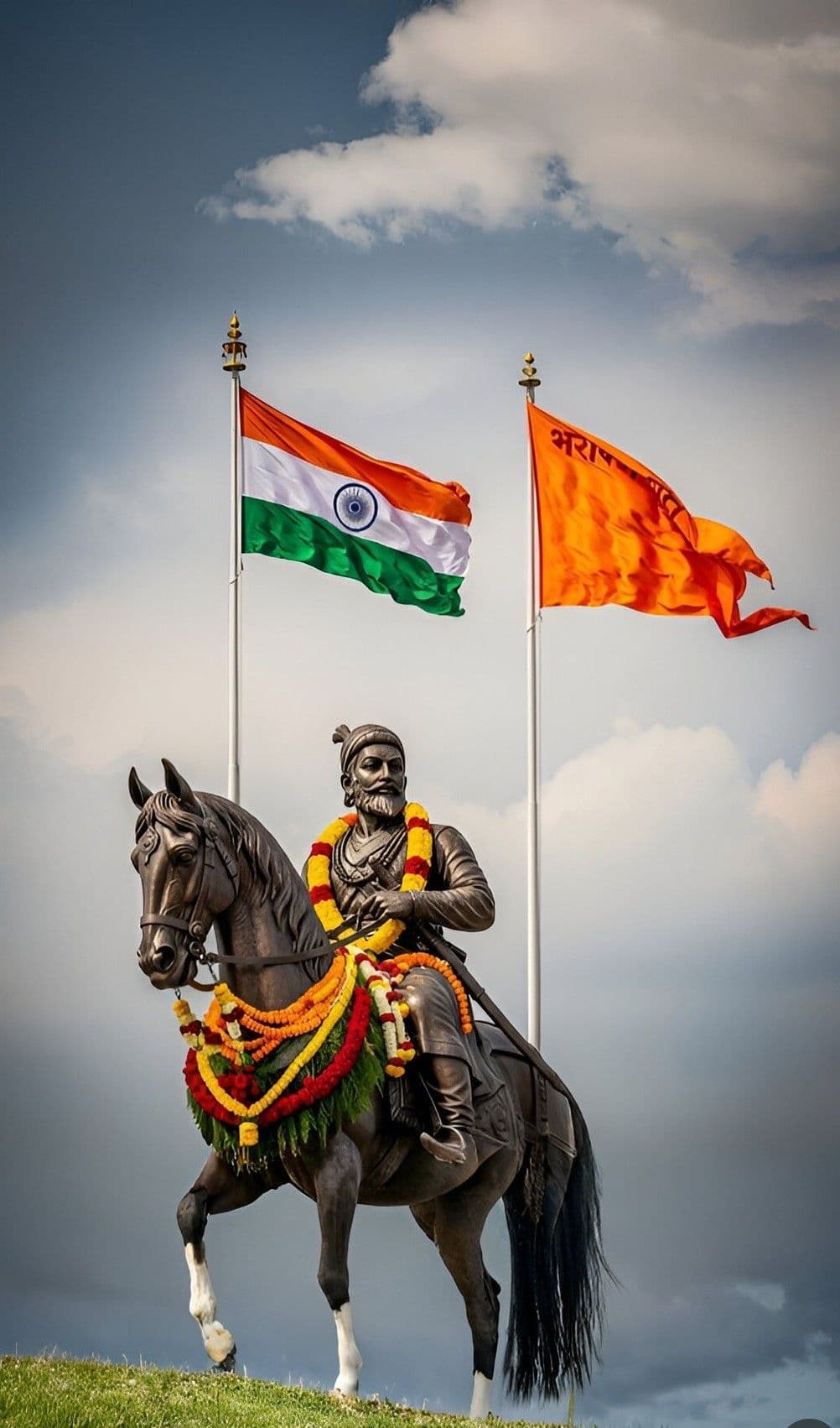 Shivaji Maharaj Statue with Flags