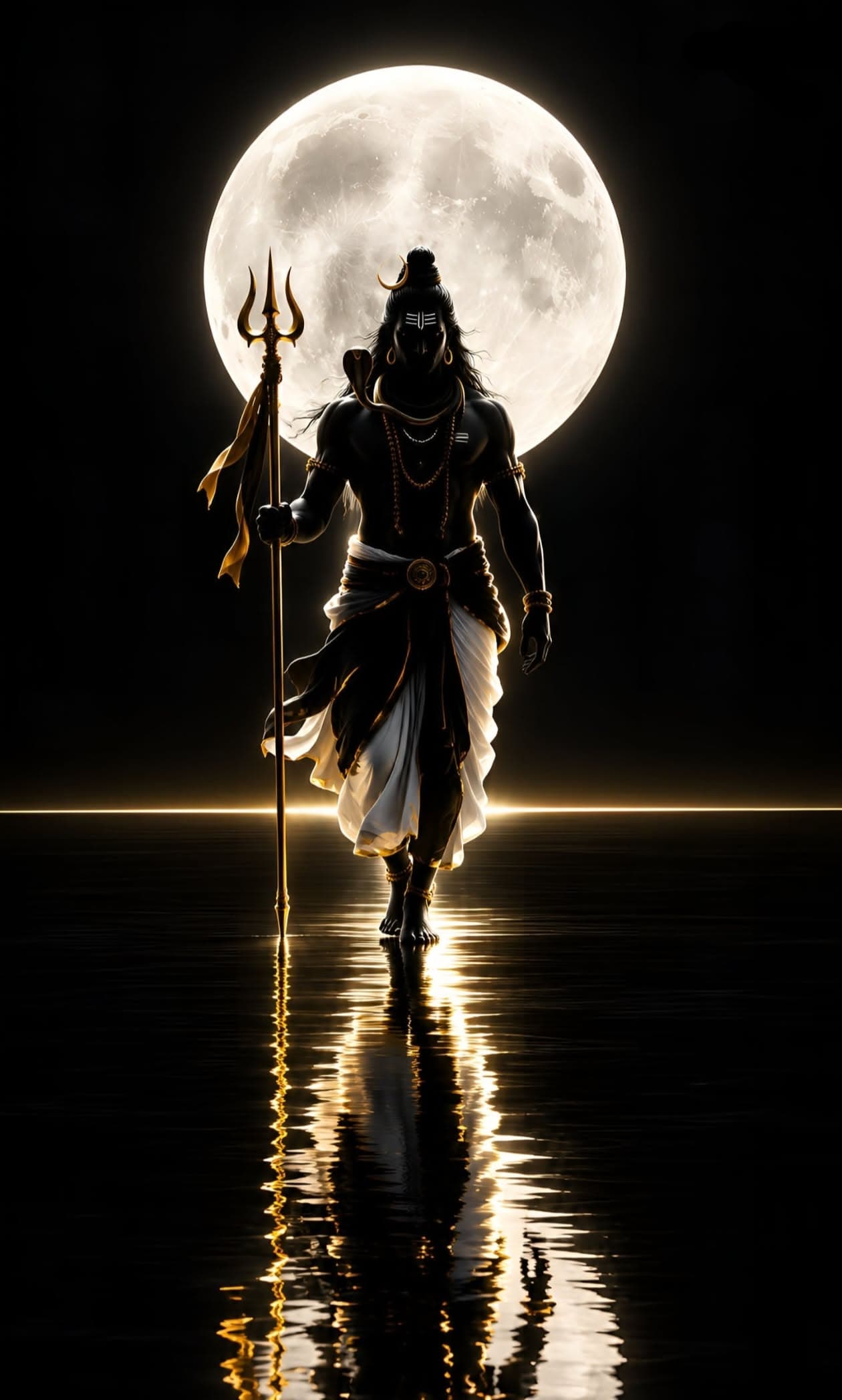 Lord Shiva Holding Trident Full Moon