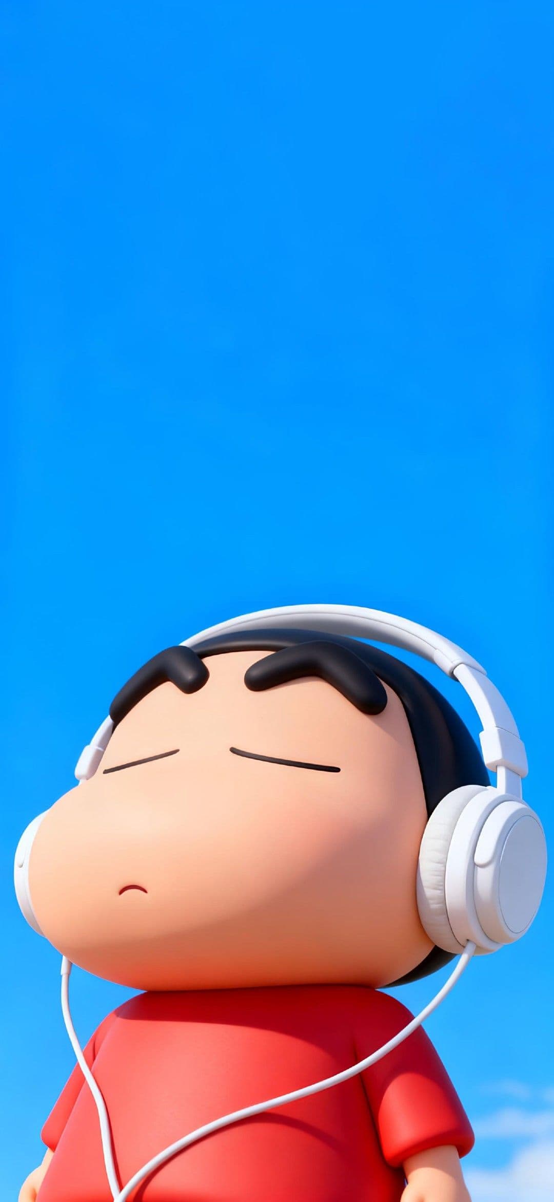 Shinchan Wearing White Headphones