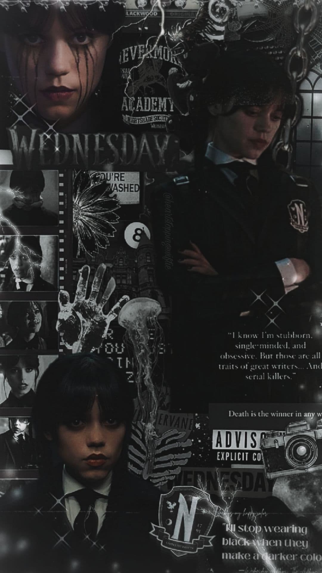 Wednesday Addams Dark Aesthetic Collage