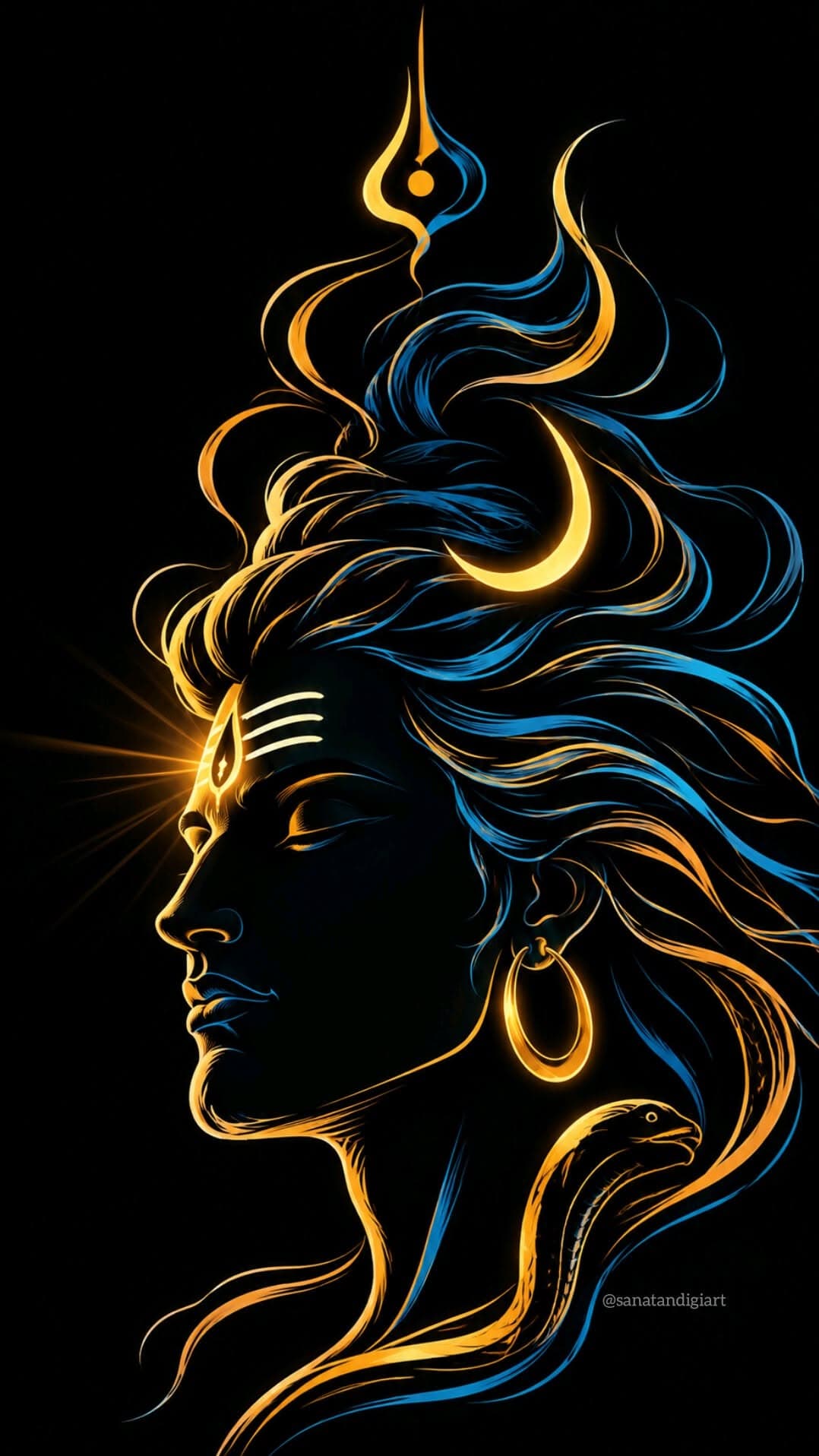 Lord Shiva Glowing Digital Art