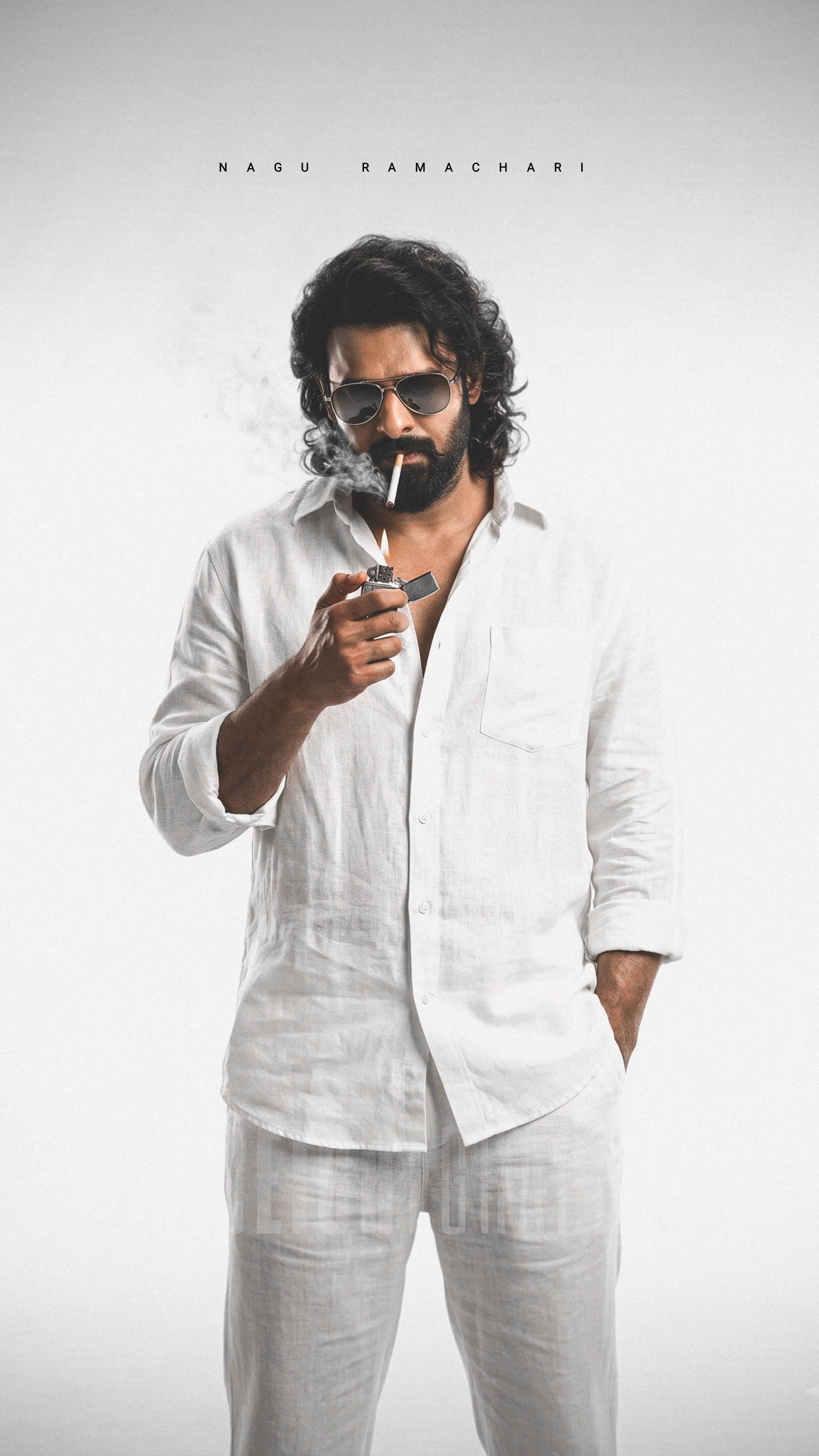 Prabhas Lighting Cigarette White Outfit
