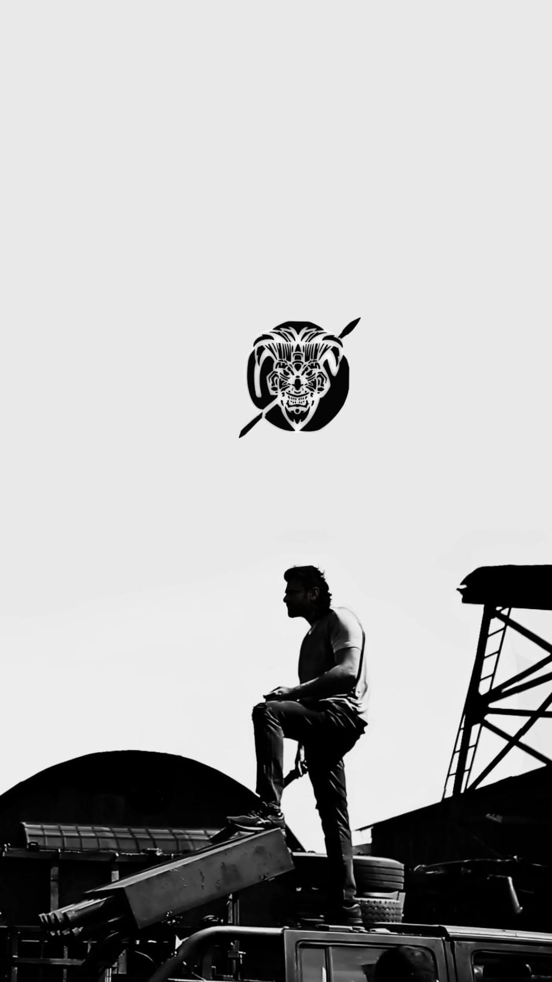 Prabhas Black and White Salaar Pose