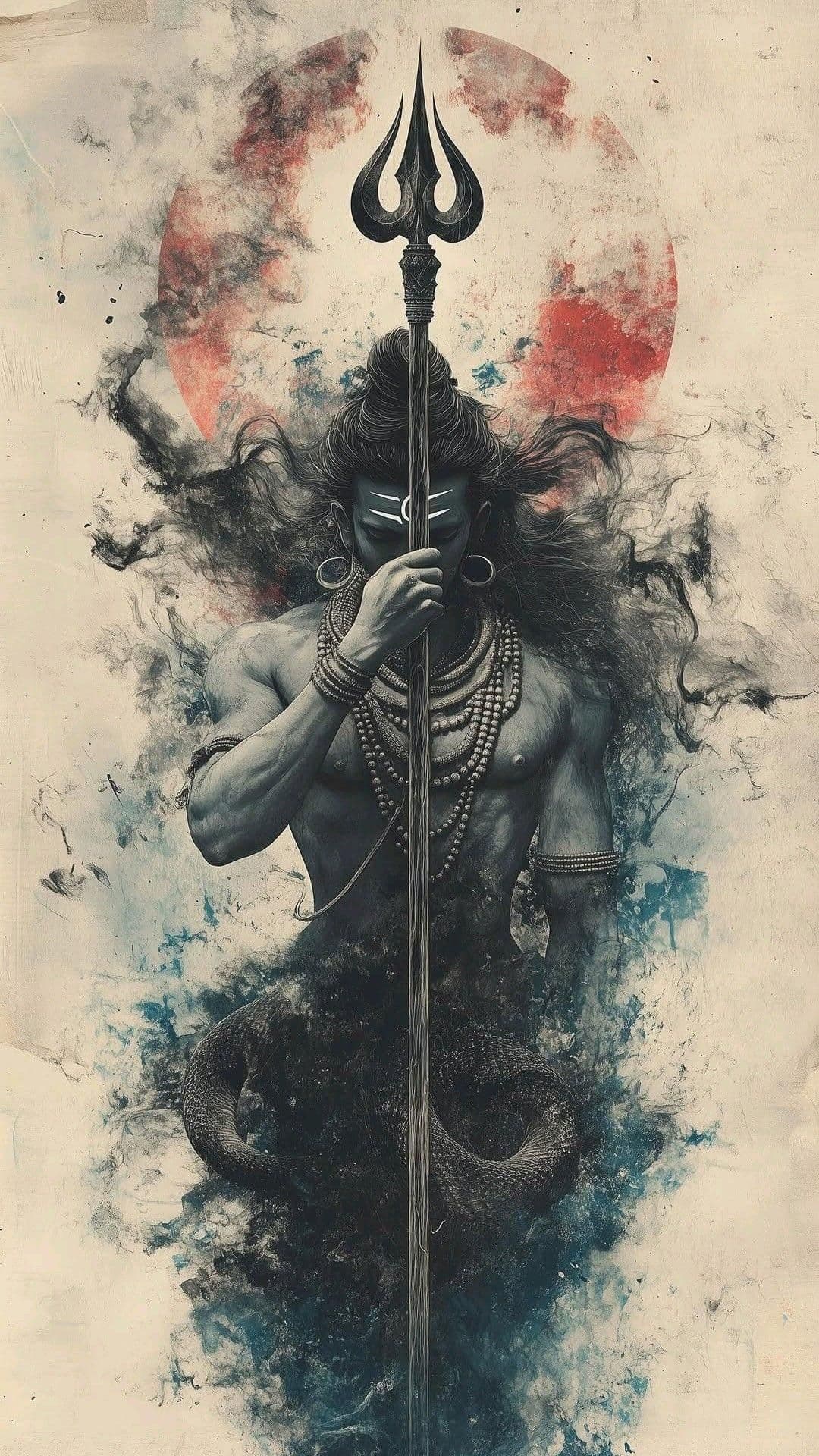 Lord Shiva Holding Trishul Art