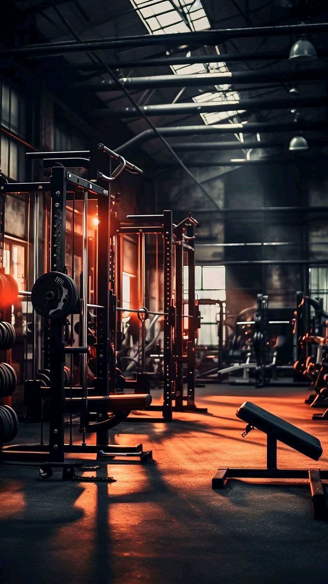 Dark Industrial Gym with Racks