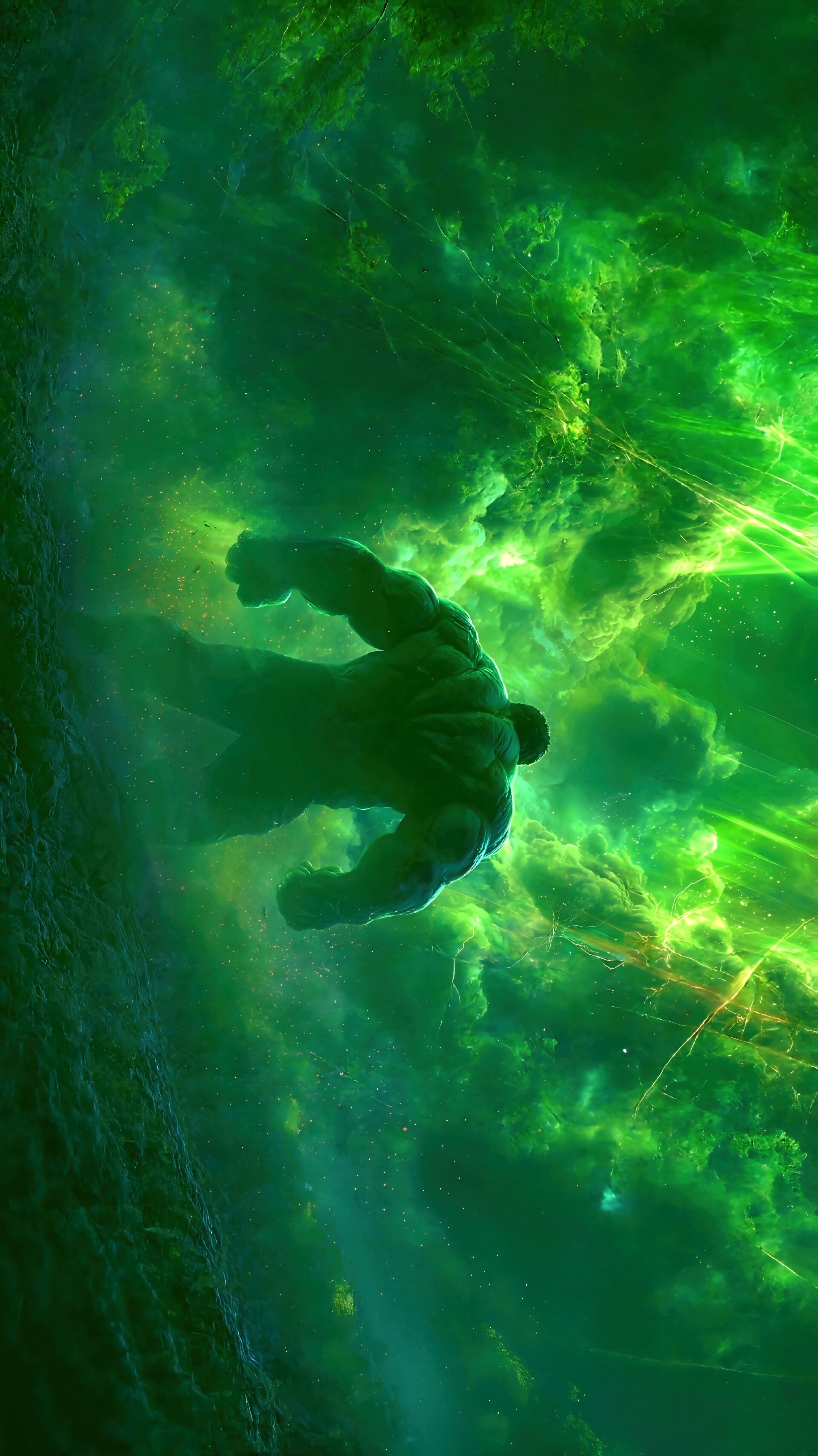Hulk Standing in Green Smoke