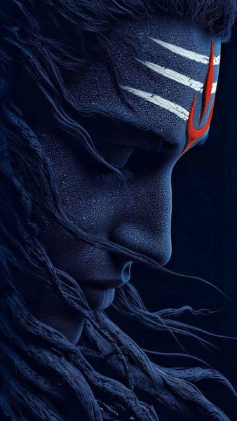 Blue Digital Portrait with Red Eye Accent