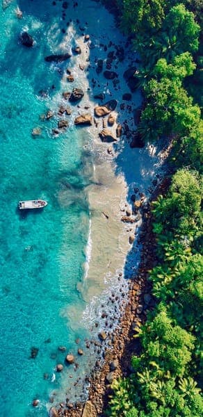 Tropical Rocky Beach Cove Aerial View