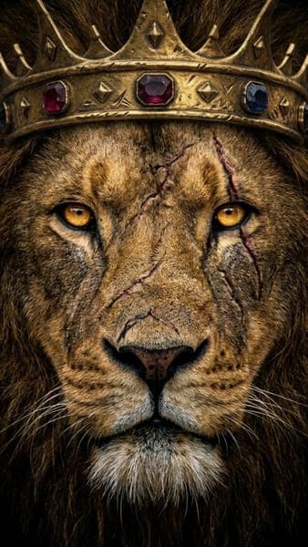 Royal Lion King with Crown and Golden Eyes