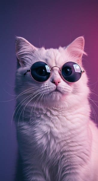 Cool Cat with Sunglasses Purple Aesthetic