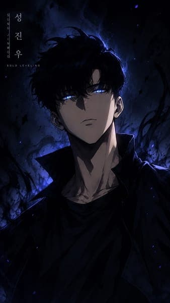 Solo Leveling Sung Jinwoo Blue Eyes Anime Character