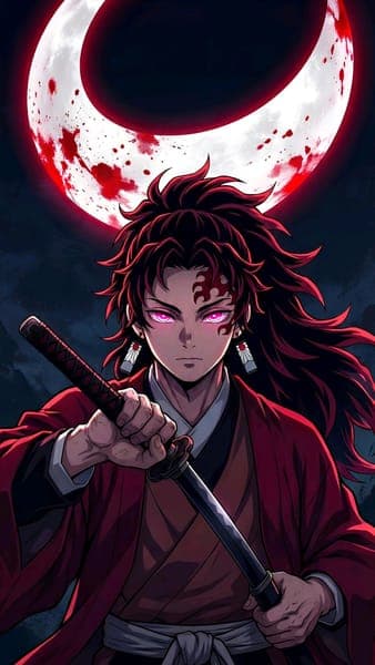 Anime Warrior Red Moon Night Sword Art