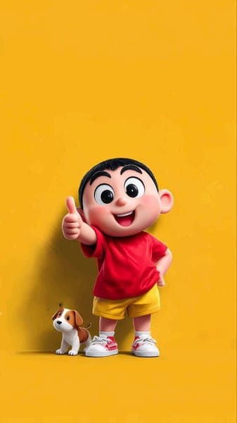 Happy Cartoon Boy with Pet Dog Character