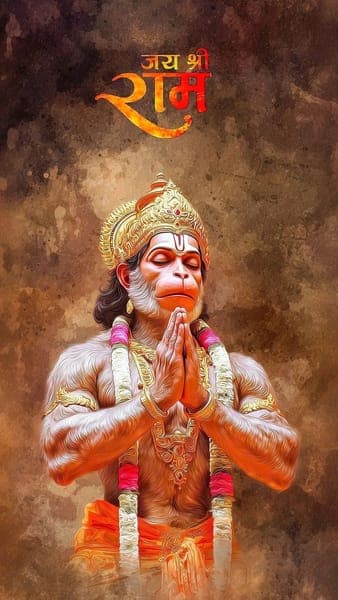 Lord Hanuman Devotional Art with Prayer Pose