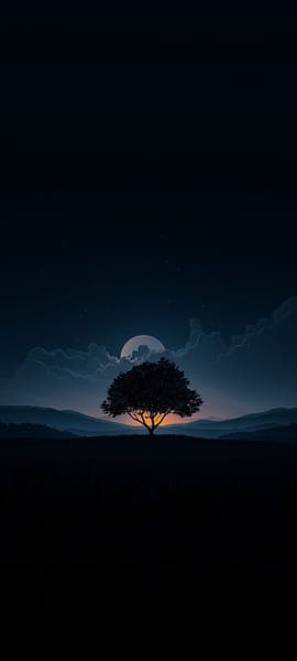 Moonlit Tree Under Stars Night Landscape