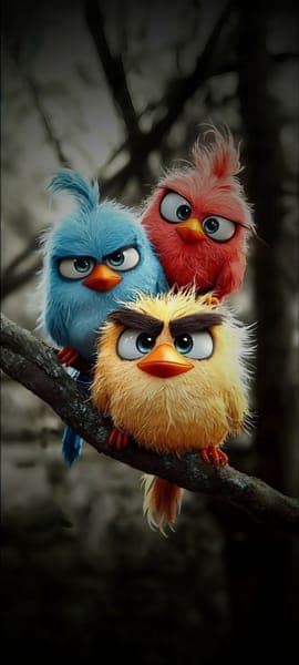 Angry Birds Characters - Blue Red Yellow Birds Branch