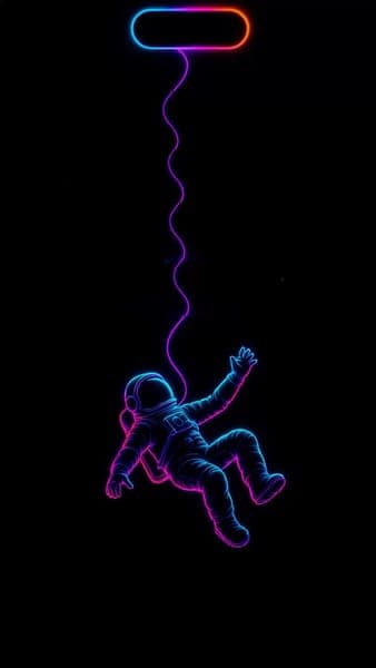Neon Astronaut Space Adventure Wallpaper