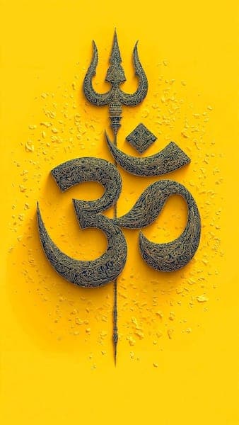 Om Symbol with Shiva Trident - Spiritual Hindu Art