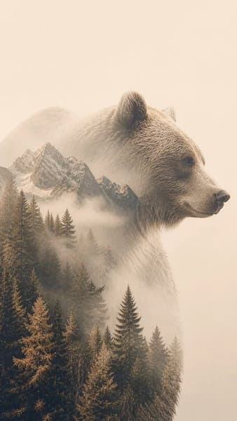 Bear Mountain Forest Double Exposure Art