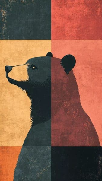 Bear and Human Silhouette Geometric Art