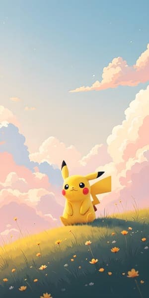 Pikachu in Clouds - Dreamy Sky Wallpaper
