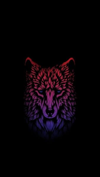 Neon Wolf with Blue Eyes - Dark Art